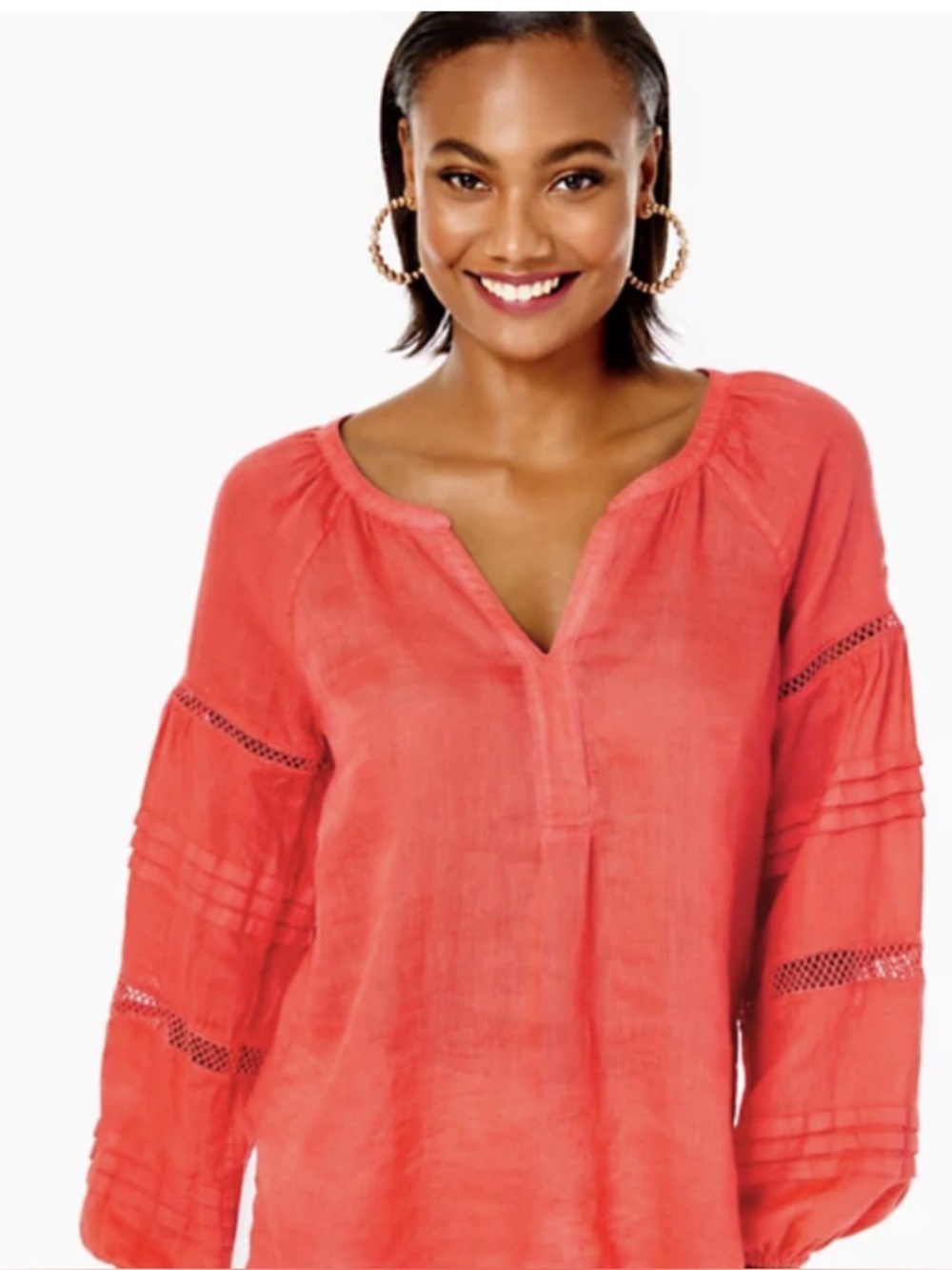 LILLY PULITZER | Emray linen tunic in spicy coral size small